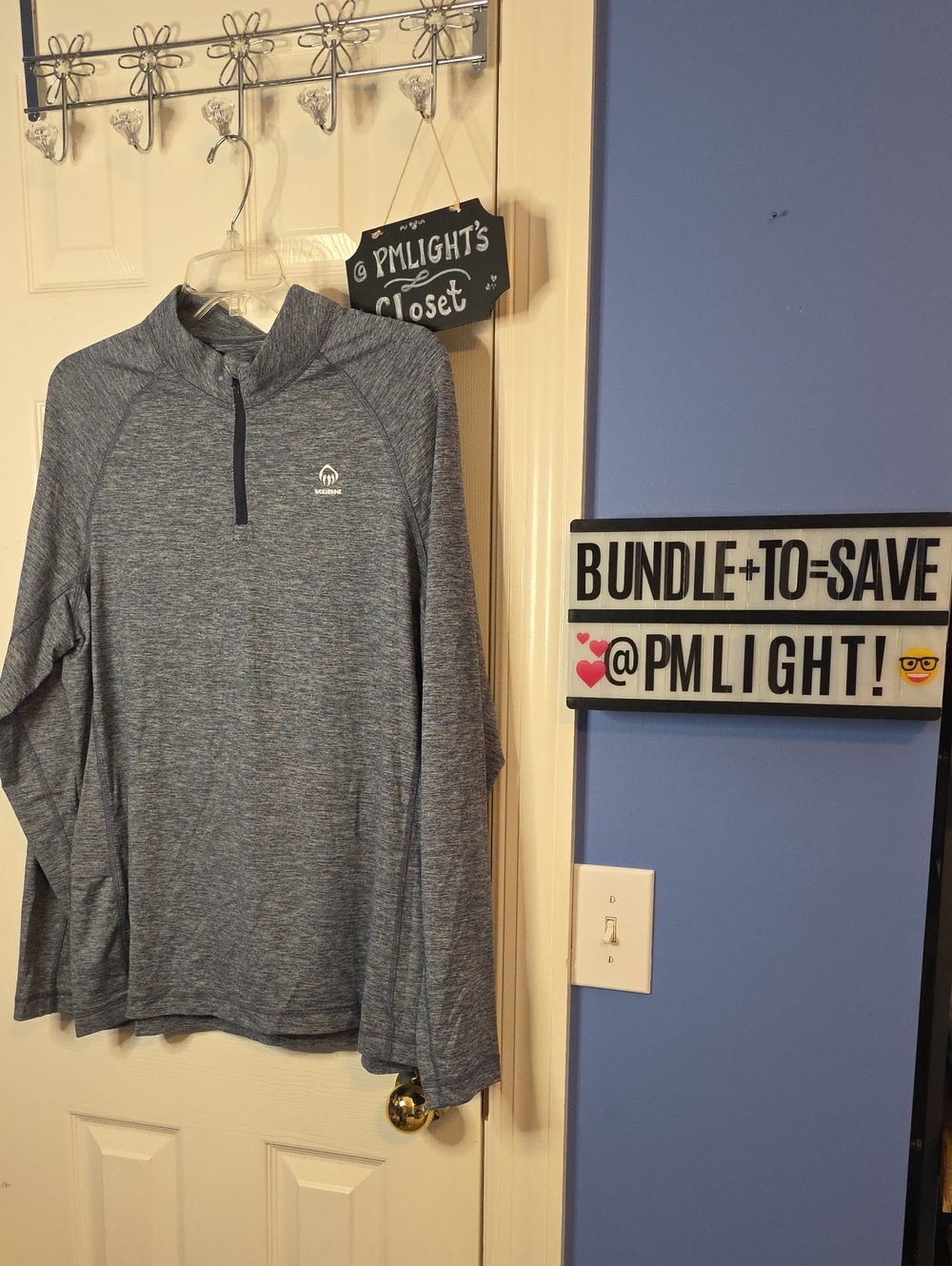 Wolverine Heathered Blue Quarter-Zip Pullover XL